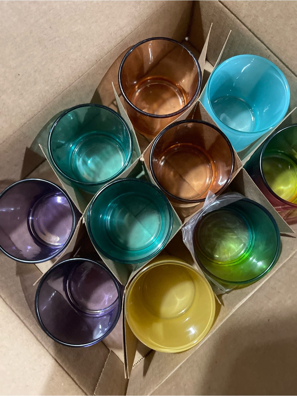 Colorful Assorted Glass Candle jars  - Multicolor Set